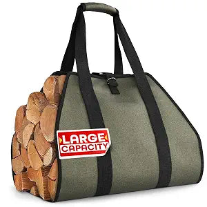 VIKROM Firewood Carrier Bag, Waxed Canvas Log Carrier, Water-Resistant Tote