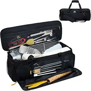 24 Grill Tool Storage with Rigid Bottom Board, BBQ Utensil Bag, Bag Only