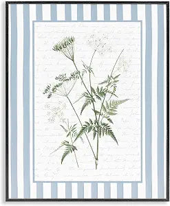 Vintage Herbs Botanical Stripes, 16 x 20 Inch Framed Gicle Print