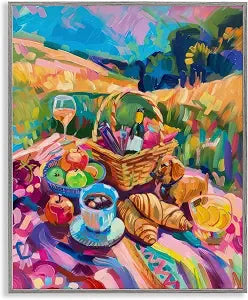 Bright Impressionist Picnic, 11 x 14 Inch Framed Gicle Print