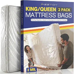 2 Pack King & Queen Plastic Mattress Bags for Moving & Storage (2MIL)