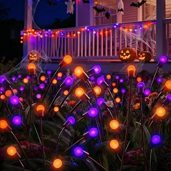 Halloween Firefly Solar Lights 2 Pack 6 LED Orange Purple