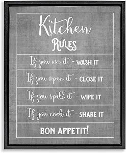 Kitchen Rules Bon Appetit Sign, 16 x 20 Inch Canvas in Floater Frame