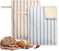 Beeswax Bread Bags for Sourdough, 2 Pack XL 13" x 17" Reusable Bread Bags for Homemade Bread with L-Shaped Wide Opening Zipper, Linen Cotton Bread Storage Bags, Freezer Safe