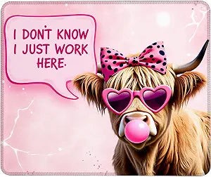 Highland Cow Blowing Bubble Mouse Pad,9.5 X 7.9 Inch Rectangle Non-Slip Rubber Mousepad Suitable for Men Women Computer Laptop Office Gaming