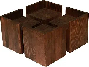 Corner Bed Risers Furniture Lifters Wood (Set of 4), Heavy Duty Handmade Rustic Pine, Create Storage Space (Dark)