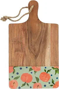 Boston International Mango Wood Charcuterie Board Serving Tray, 15.75" x 8.75", Fresh Cut Peaches