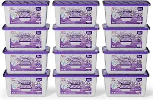 W&E Choice Moisture Absorbers with Lavender Scent, Portable Dehumidifier for Closet & Bathrooms, Kitchen, Humidity Absorber Odor Eliminator Absorber, 12Pack