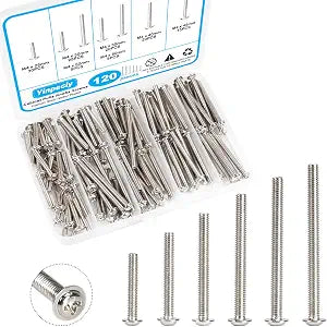 120 Pcs Cabinet Pulls Knobs Screws, M4x25/30/35/40/45/50mm