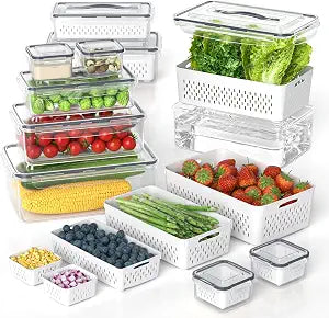 BOICHU 10Pack Fruit Storage Containers for Fridge with Colander and Lids
