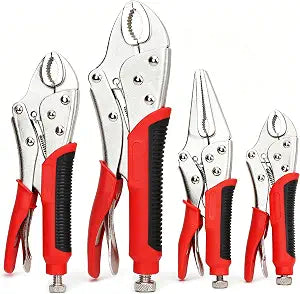 FASTPRO 4-Piece Locking Pliers Set with Heavy Duty Grip, Red
