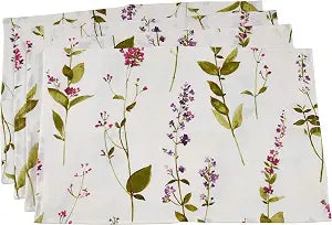 Watercolor Floral Stems Linen Placemats (Set of 4)