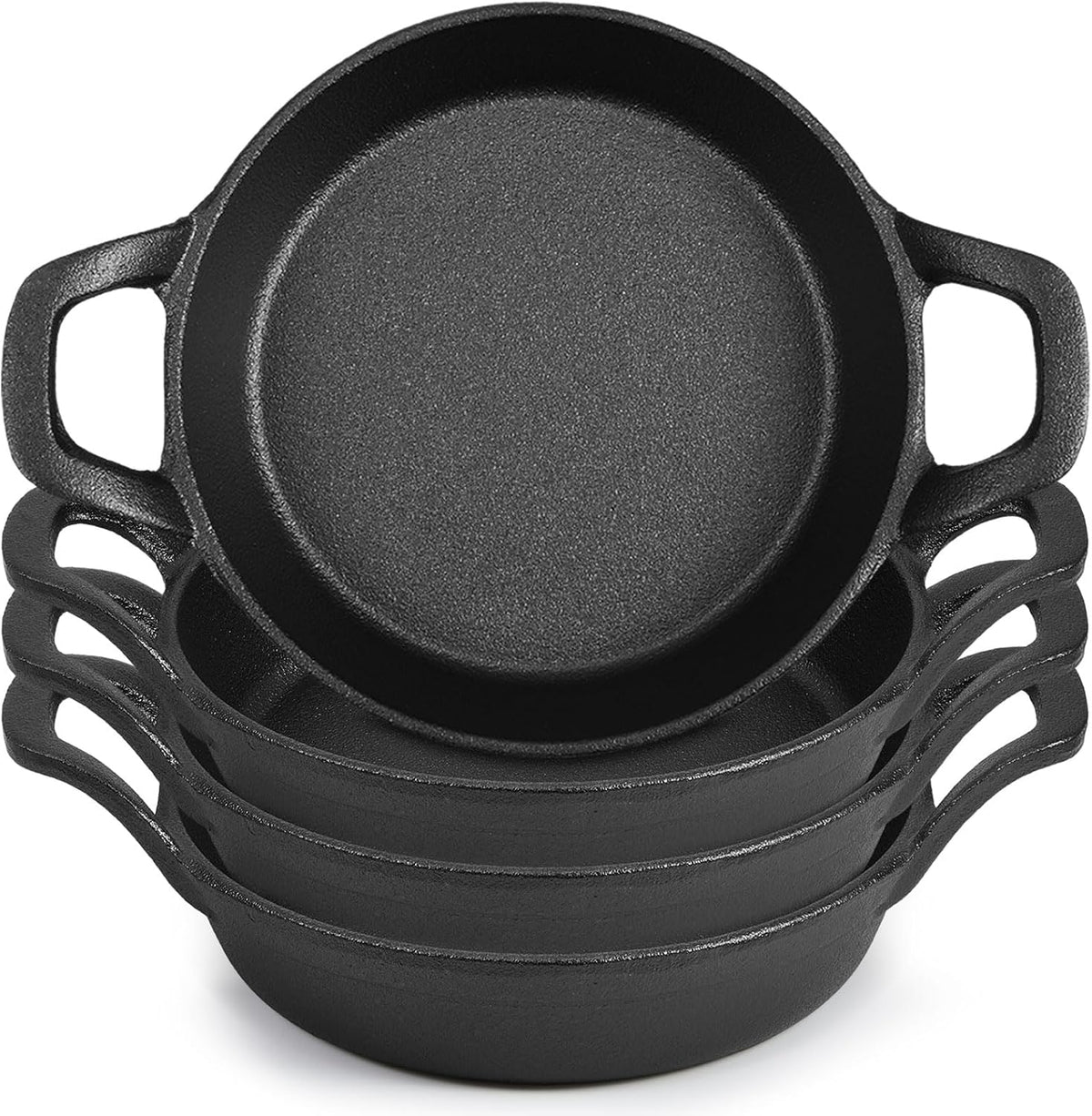Ziliny 4 Pack Mini Cast Iron Skillets 6.3 x 6.3 x 1.5 Inch Pan Ramekin Set