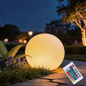 Solar Globe Lights Outdoor, 8 Inch RGB Solar Ball Light with Remote Control