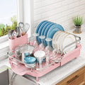SNTD Expandable Dish Drying Rack for Kitchen Counter, 15.2-22.1 in, Pink