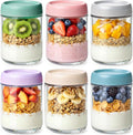 16 oz 6Pack Overnight Oats Containers with Lids, Airtight Leakproof Wide Mouth Glass Mason Jars, Reusable & Portable for Meal Prep, Yogurt, Salads, Smoothies, Spice, Sugar, Snacks & Food Storage-clear