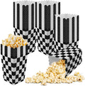 50 Pcs Checkered Popcorn Boxes Mini Paper Popcorn Bags for Race Car Party for Movie Nights Birthday Wedding (Black Checkered)