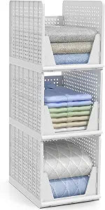 Sorbus Stackable Closet Organizer, Open-Front Shelf Bins (3 XL)