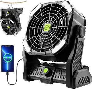 Battery Powered Fan Rechargeable Portable Camping Fan Tent with Light