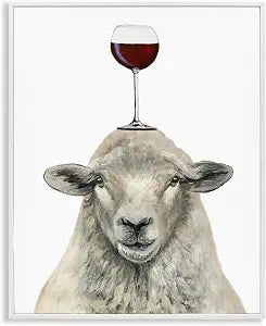 Sheep Wineglass Farmhouse Still Life, 16 x 20 Inch Framed Gicle Print