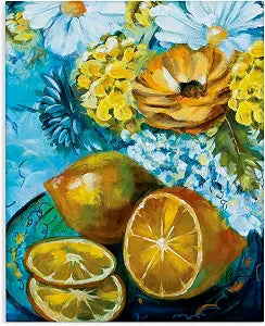 Stupell Industries Lemons and Flowers Kitchen, 16 x 20 Inch Canvas Wall Art