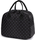 LOVELYWIND Women Lunch Box,Insulated Lunch Bag,Black Polka Dot 14-Can(9L)