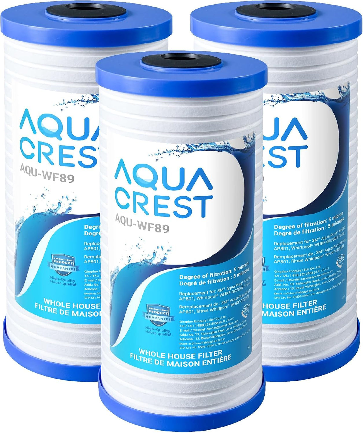 AQUA CREST AP810 Whole House Water Filter for 3M Aqua-Pure AP810, 5 Micron
