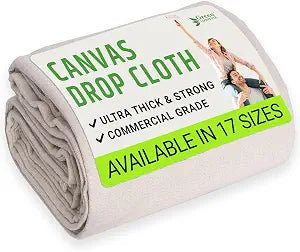 GREEN LIFESTYLE All Purpose Canvas Drop Cloths - Drop Cloth for Painting, Floor Cover, Heavy Duty Protection for Furniture & Surfaces, Reusable Painters Canvas Tarp for Renovation & Home (6x9)