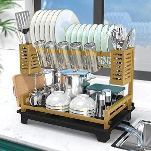 B-Land Dish Drying Rack, Rust-Proof 2 Tier Dish Racks for Kitchen Counter