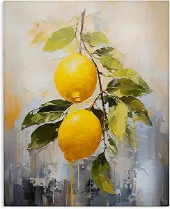 Abstract Lemon Branch Kitchen, 16 x 20 Inch Canvas Wall Art