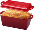 EDGING CASTING Enameled Cast Iron Dutch Oven, Oblong Bread Oven for Sourdough Bread Baking, Baking Pan, Dual Handles, Oven Safe, 4 Quart, Red