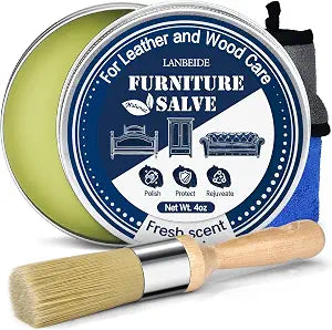 LANBEIDE Furniture Salve for Leather & Wood Furniture 4oz with Brush Set