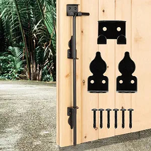 36" Heavy Duty Cane Bolt Gate Drop Rod-Steel Gate Ground Latch Designed for Wood Metal Vinyl Gates or Double Doors Fence Applications