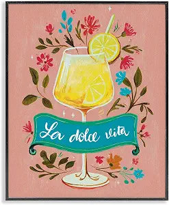 Lemon Cocktail Floral Still Life, 11 x 14 Inch Framed Gicle Print