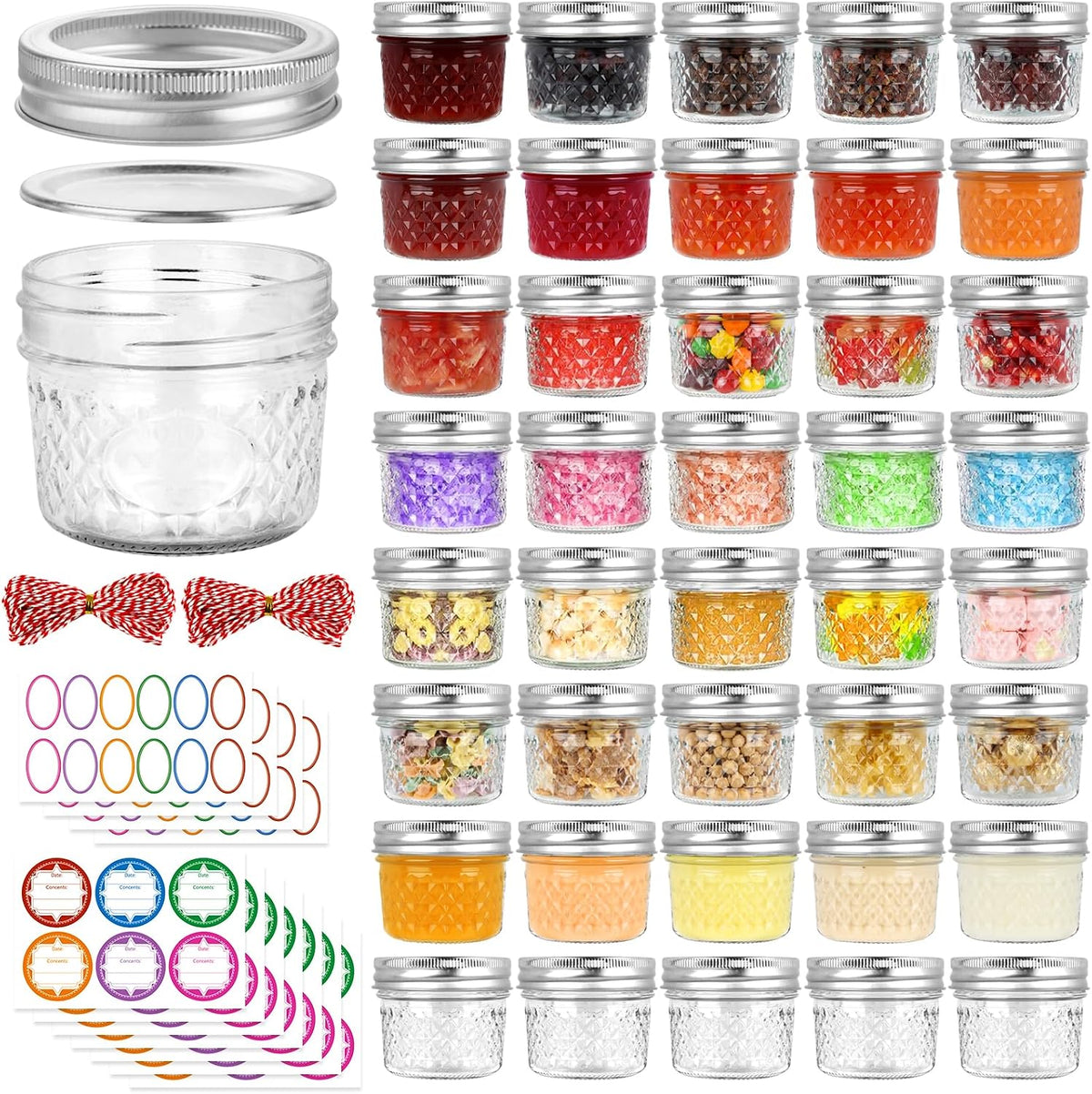 40 Pack 4 oz Mason Jars with Lids, Small Canning Jars
