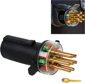 Innovative Products of America (7865L) 7-Way Round Pin Tractor Trailer Circuit Chaser for Testing Turn Signals, Hazard Lights, Brake Lights and More