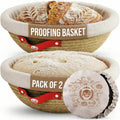 RICCLE Banneton Bread Proofing Basket, 2 Round Sourdough Banneton Baskets