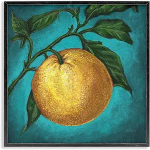 Citrus Fruit on Branch Still Life, 17 x 17 Inch Framed Gicle Print