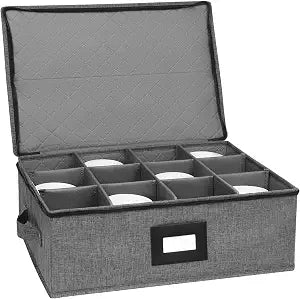 Mug Storage Box with Dividers, China Cup Storage Containers For Tea Cups