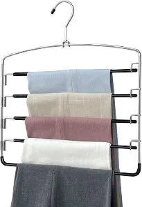 Pants Hangers 1 Pieces,5 Tier Closet Organizers and Storage Clothes Hanger,Hangers Space Saving with Swing Arm,Multiple Metal Hanger Clothes Organization for Pants Trousers Jeans Leggings Slacks