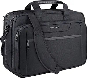 KROSER Laptop Bag Expandable Briefcase Messenger Bag 17.3 Inch Black