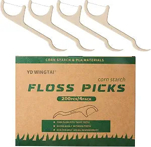 Floss Picks Dental Flossers Biodegradable Wooden Eco Friendly
