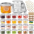 4 oz Small Embossed Mason Jars 24-Pack with Airtight Lids, Leakproof