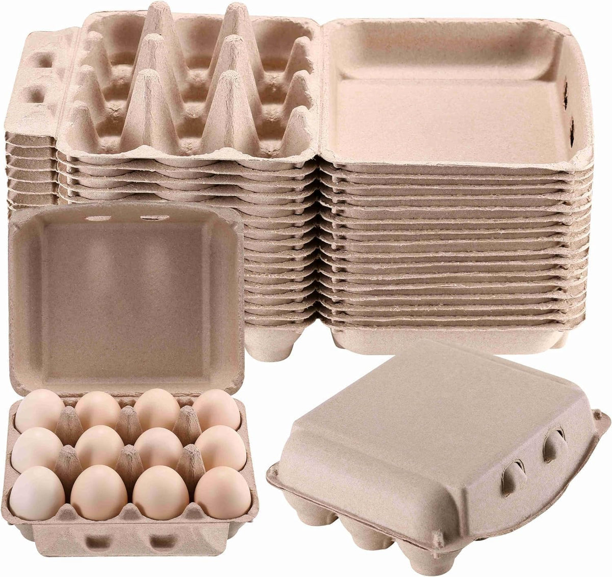 30 Pack Egg Cartons Bulk - 3x4 Style Reusable Cardboard Cartons 12 Count, Dozen Chicken Egg Crates