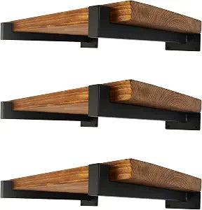 EZYDECOR Shelf Brackets Black Brackets for Shelves with Lip 12 Inch 6 Pack