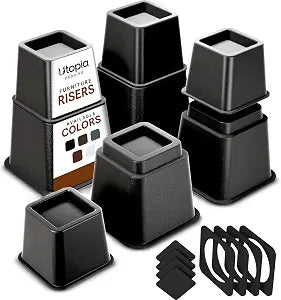 Utopia Bedding Adjustable Bed Risers 3 & 5 Inch, Black, 4-Pack