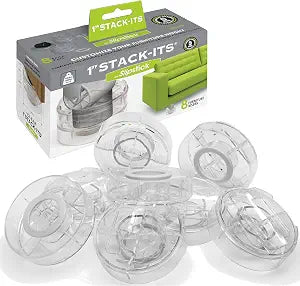 Slipstick CB658 Stack-Its 1 Inch Adjustable Bed Risers/Furniture Risers (Set of 8) Lifts Height 1", 2", or 3" When Stacked - Clear Heavy Duty Raisers