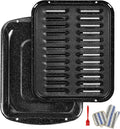 Broiler Pan for Oven16.75" Ã—13" Nonstick Grill Pan 5-Piece Set,Enamel Coated Drip Tray Heavy Duty Broil Pans and Rack Heat up to 572 F for Bacon Chicken Wings Steak Healthy Cooking Safe
