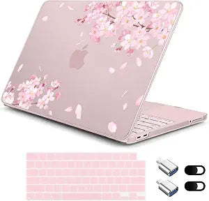 for MacBook Neo 13 Inch Case A18 Pro Chip 2026 Release, Floral Aesthetic Ultra-Slim Hard Shell with Keyboard Cover, 6-in-1 Laptop Accessories Bundle for Women Girls, Pink Cherry Blossoms