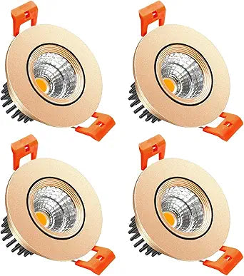 LightingWill 2inch LED Dimmable Downlight, 3W COB Recessed Ceiling Light, Warm White 3000K-3500K, CRI80, 25W Halogen Bulbs Equivalent, Gold (4Pack)